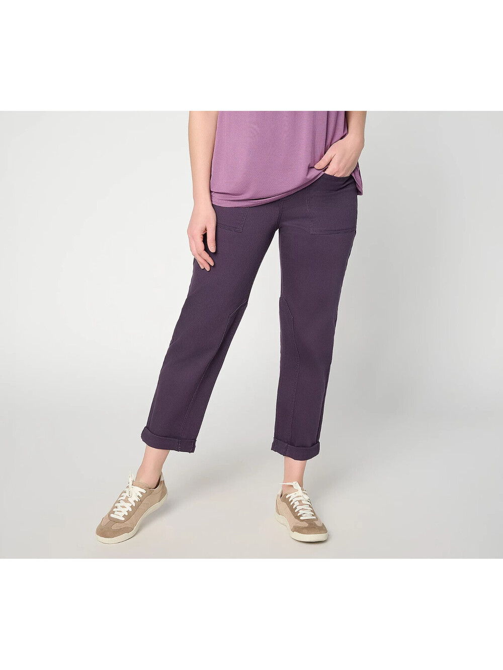 LOGO by Lori Goldstein Petite Color Straight Leg Ankle Jeans Nightshade,P12 #68E